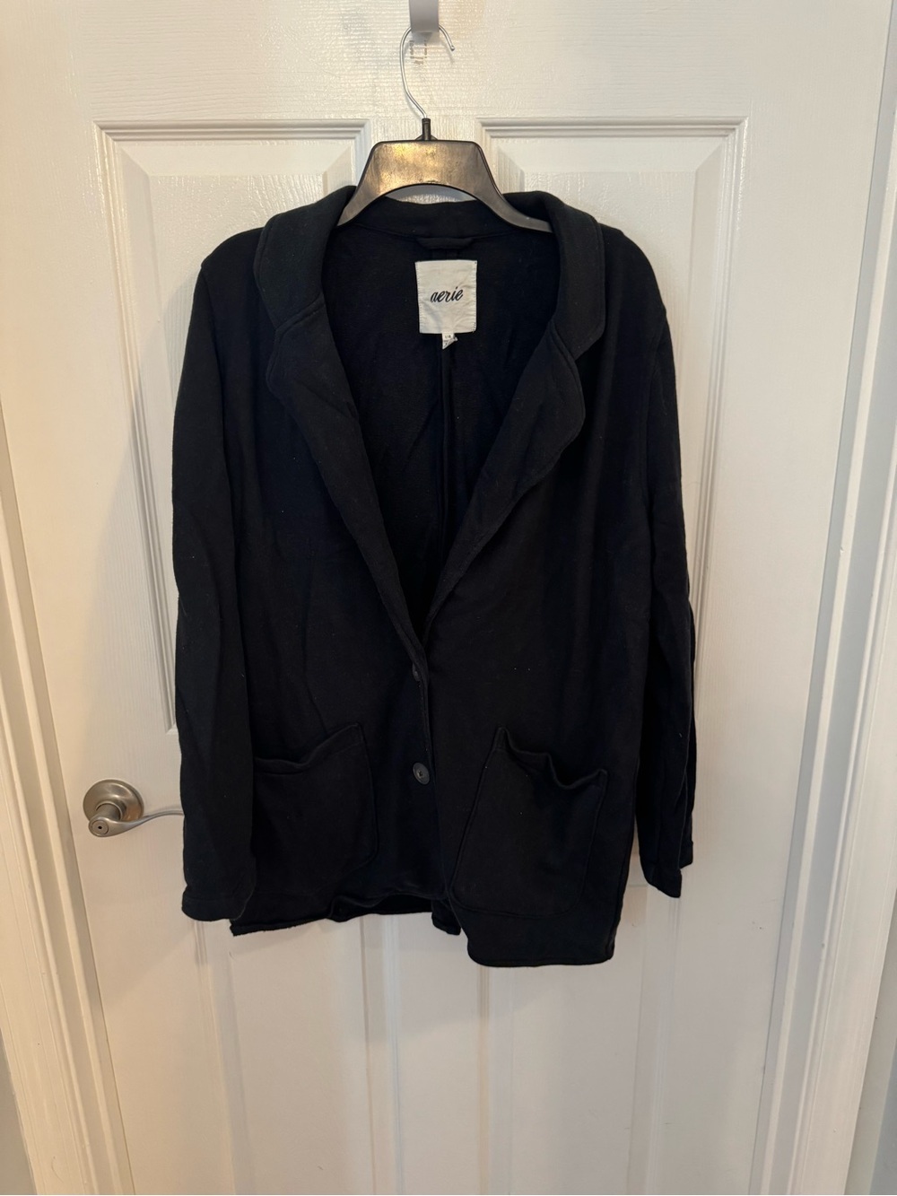aerie Black Shawl-Collar Blazer Jacket